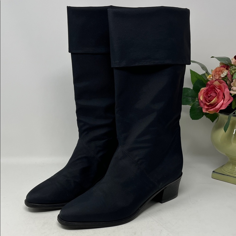 BRUNO MAGLI GORE-TEX BLACK TALL BOOTS MADE IN ITALY EU 37.5 US 7 LIKE NEW